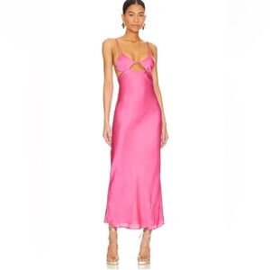 Bardot hot pink satin dress